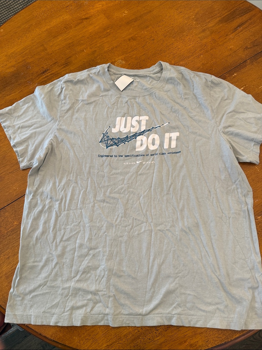 Nike Light Blue 'Just Do It' Graphic Short Sleeve Tee xxl
